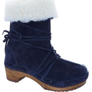 Sanita Totem Clog Boots Shearling Navy Blue Size 10